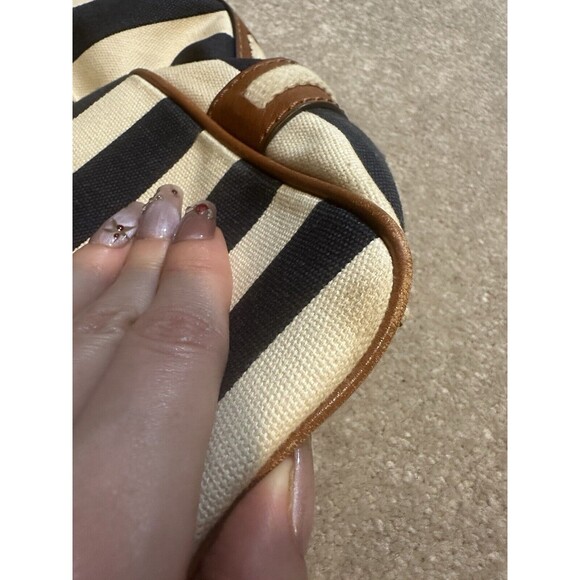 Michael Kors Marina Navy Blue White Stripe Nautical Canvas Tote - Picture 8 of 16